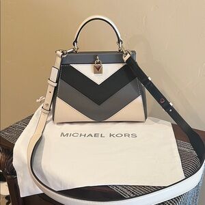 Michael Kors Black, Gray, and Cream Satchel
